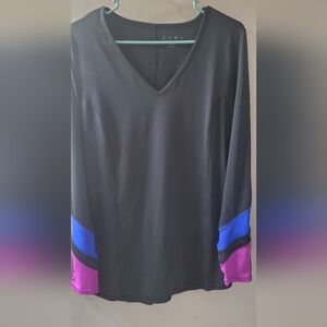 LIVI By Lane Bryant  Black Top with Purple and Blue Accents